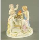 A Meissen porcelain figure group, late 19th century, emblematic of the element of fire,