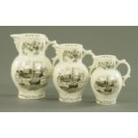 A graduated set of three Royal Worcester bi-centenary jugs, 1951,