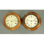 Two small Victorian mahogany single-train wall clocks, both spring driven, one by Camerer Cuss & Co.