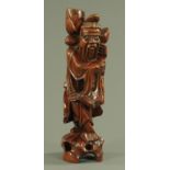 A Chinese carved hardwood figure of Shoulou, circa 1900, height 53 cm.
