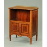 An Edwardian inlaid mahogany side cabinet, with rear gallery, inverted bowfront,