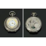 A continental silver cased ladies fob watch, late 19th century,