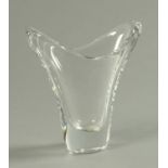 A Daum glass vase, mid 20th century, of biomorphic form,