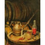 A 19th century oil painting on canvas, "Wine Tasting". 80 cm x 65 cm, framed.