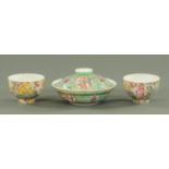 A Chinese Famille Rose bowl and cover, 20th century,