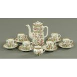 An Anchor China Indian Tree pattern coffee set with printed and enamel decoration,