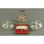 A pair of Walker and Hall silver plated entree dishes, early 20th century,