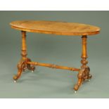 A Victorian walnut oval centre table,
