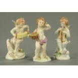 Three Naples putto musicians. Height 11.5 cm.