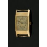 A gentleman's Denco 9 ct gold cased Art Deco wristwatch, the case by Dennison, Birmingham 1934,