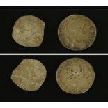 Charles I (1625-49) half groat, mm triangle (1639/40) and a Charles II, 1660-85, four pence, 1680,
