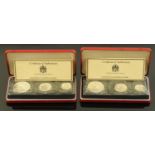 Republic of Malta, two silver proof three coin sets, 1977, denominations 5 Maltese Lire,