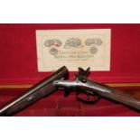 Joseph Lang & Sons 12 bore side by side pin fire shotgun, having 30" Damascus barrels, 2½" chambers,