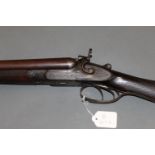 W.R. Pape a 13 bore side by side hammer shotgun, with 30" Damascus barrels, the rib engraved W.R.