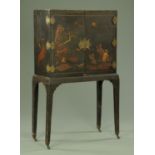 An 18th century country house chinoiserie lacquered cabinet on stand,