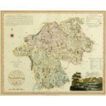 Thomas Dix a hand coloured engraved map of Westmoreland, 1820, mounted and framed, 36 cm x 44.5 cm.