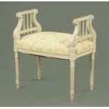 An Adam style dressing stool, with lyre type ends,
