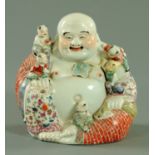 A Chinese porcelain figure of Hotei, 20th century,