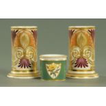 A pair of Derby (Nottingham Road) porcelain spill vases, early 19th century,