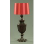 A bronze effect vase shape table lamp, 20th century,