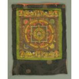 A 19th century Tibetan Thangko, handpainted. 62 cm x 46 cm.