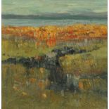 Aidan Butler, 20th century, "Autumn Estuary", initialled, titled and signed verso, oil on canvas,