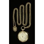 A 19th century Continental silver cased alarm pocket watch,