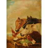 W W Brockie oil on canvas, horses and doves. 40 cm x 30 cm, framed, signed and dated 1895.