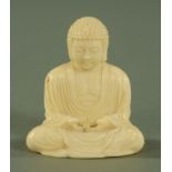 A simulated ivory figure of the Amida Buddha, early 20th century, 7 cm high.
