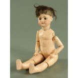 S.F.B.J. French bisque headed doll, Number 3 Paris, with jointed composition body, length 50 cm.