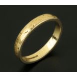 A 9 ct gold Boodles wedding band, size M, supplied by Boodle & Dunthorne, Serial No.