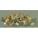 A group of thirteen Beswick birds, 20th century, to include a whitethroat with open beak,
