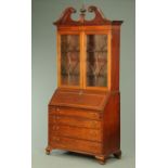 A George III mahogany bureau bookcase,