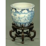A Taiwanese blue and white fishbowl, after a Chinese original, 20th century,