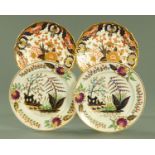 Two pairs of Derby porcelain Imari plates, King Street and early Osmaston Road marks, 25 cm and 22.