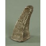 A Chinese tusk shape silver sycee (ingot), 19th century,