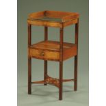 A George III mahogany washstand, with three quarter gallery, glass top,