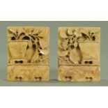 A pair of carved soapstone panels, late 19th/early 20th century,