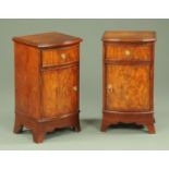 A pair of mahogany bowfronted bedside cabinets, 20th century,