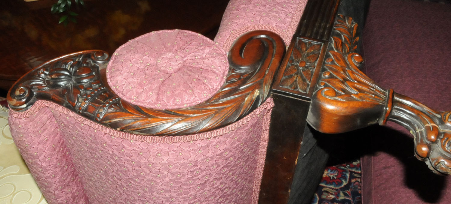 A 19th century mahogany daybed, with exposed cornucopia and foliate carved moulded showframe, - Image 11 of 12