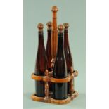 A mahogany four bottle stand, late 19th/early 20th century,