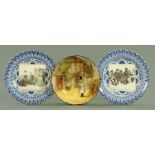 A pair of Royal Doulton pictorial plates, of fashionable ladies and gentlemen,