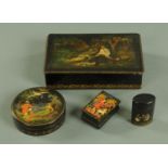 A Russian lacquered papier mache cigarette box, early 20th century,