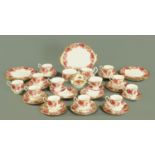 A Royal Albert Old English Roses part tea service, comprising 10 tea cups, 8 saucers, 6 side plates,