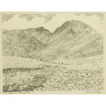 Alfred Wainwright an original pen and ink drawing, depicting Great Gable "The Head of Ennerdale",
