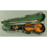 A 7/8 size violin, with interior label "Nachahung von Giovan Paolo Maggini Brescia 16",