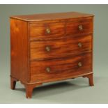 A George III mahogany bowfronted chest of drawers,