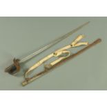 A Victorian army officers dress sword, with part fullered engraved blade,