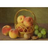 Gerald Norden (1912-2000), "Peaches in a basket with grapes and walnuts", still life,