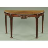 An Edwardian mahogany demi-lune side table, in the Irish style,